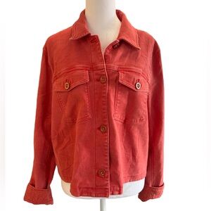 Anthropologie Red Shirt Jacket Large NWOT